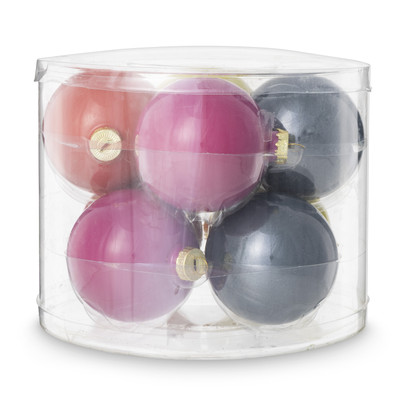 Box met kerstballen – multikleur – ø7 cm – set van 8